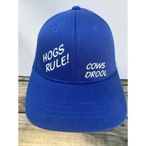 HOGS RULE! Cows Drool Flexfit Youth Hat Cap Blue